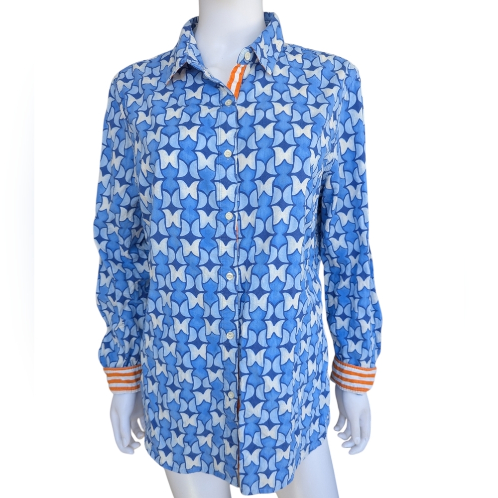 J. McLaughlin Blue and White Floral Shirt - Picture 3 of 8